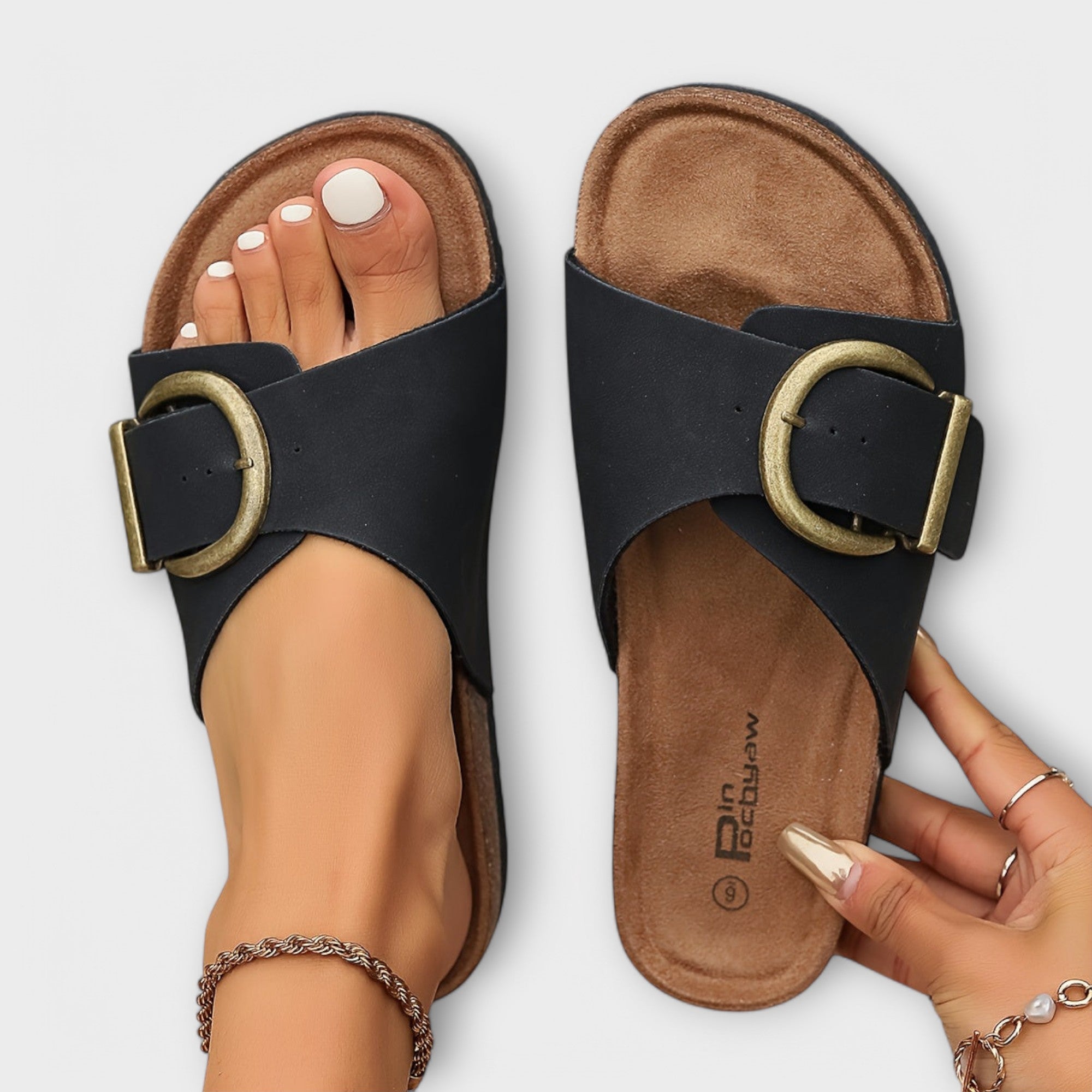 Molly – Cork Sole Flat Slide Sandals