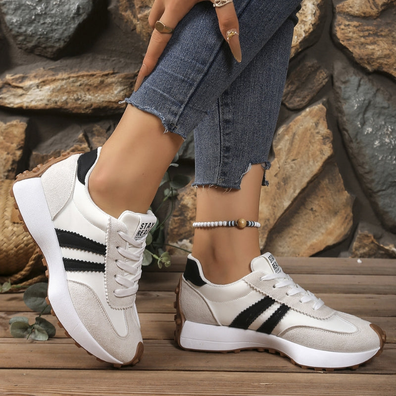 Florence – Retro Suede Lace Up Chunky Sole Sneakers