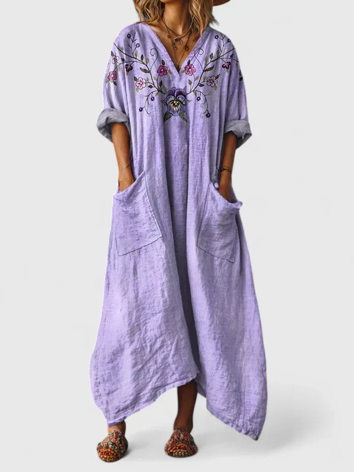 Adalynn – Boho Print Kimono Sleeve Kaftan Maxi Dress