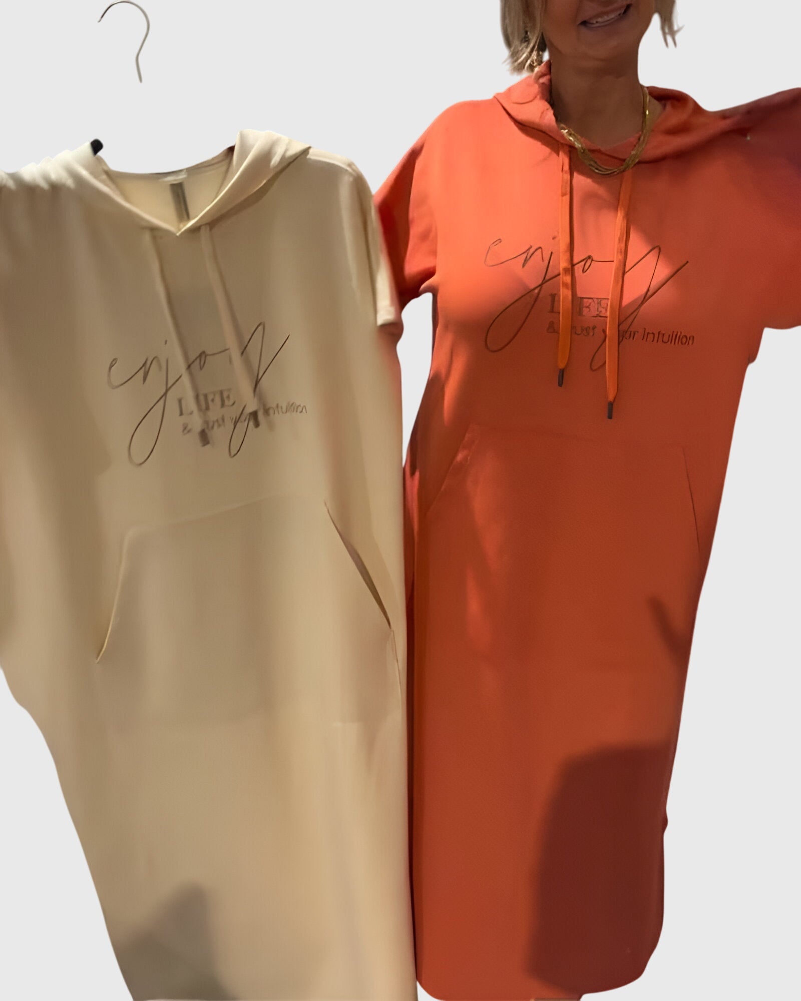 Stella – Short Sleeve Midi Hoodie Dress