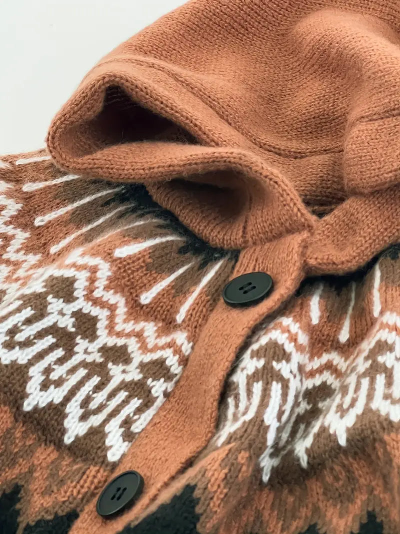 Serenity – Fair Isle Chunky Knit Button Up Cardigan