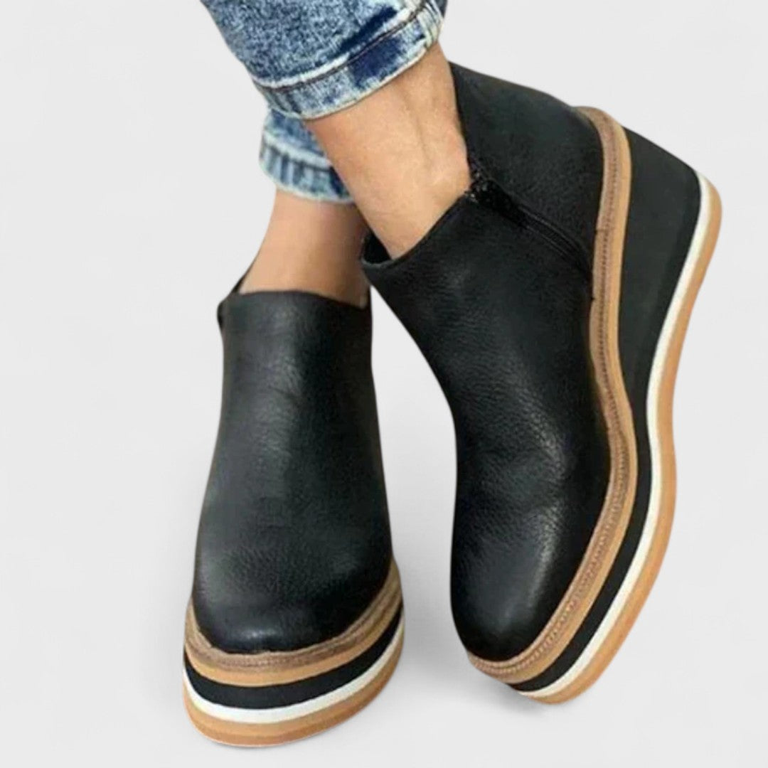 Clara – Suede Wedge Ankle Boots
