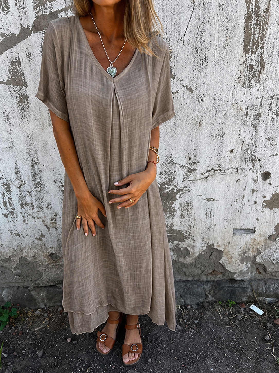 Genevieve – V Neck Tiered Summer Maxi Dress