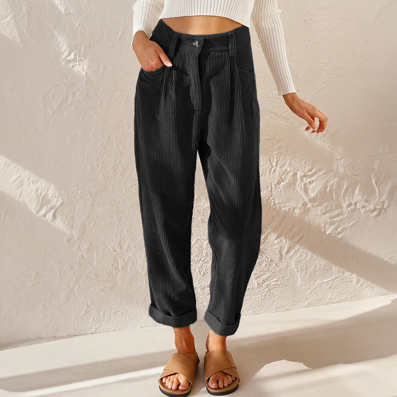 Andrea – Corduroy Pleated Tapered Pants