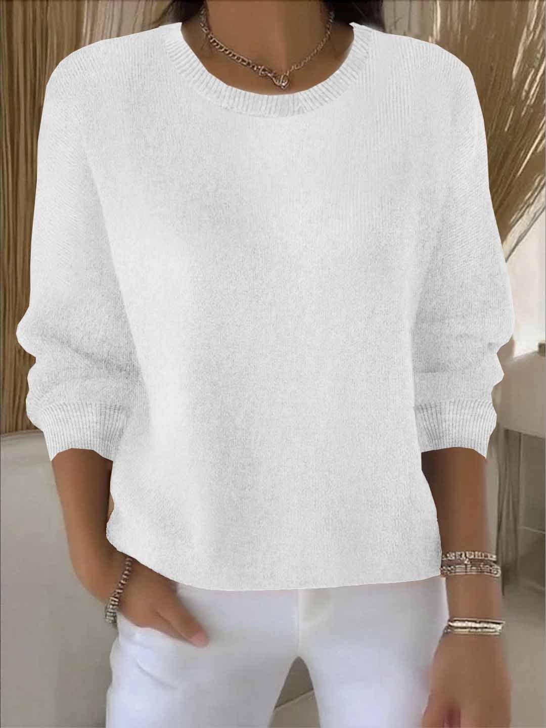 Renata – Crew Neck Drop Shoulder Knit Sweater