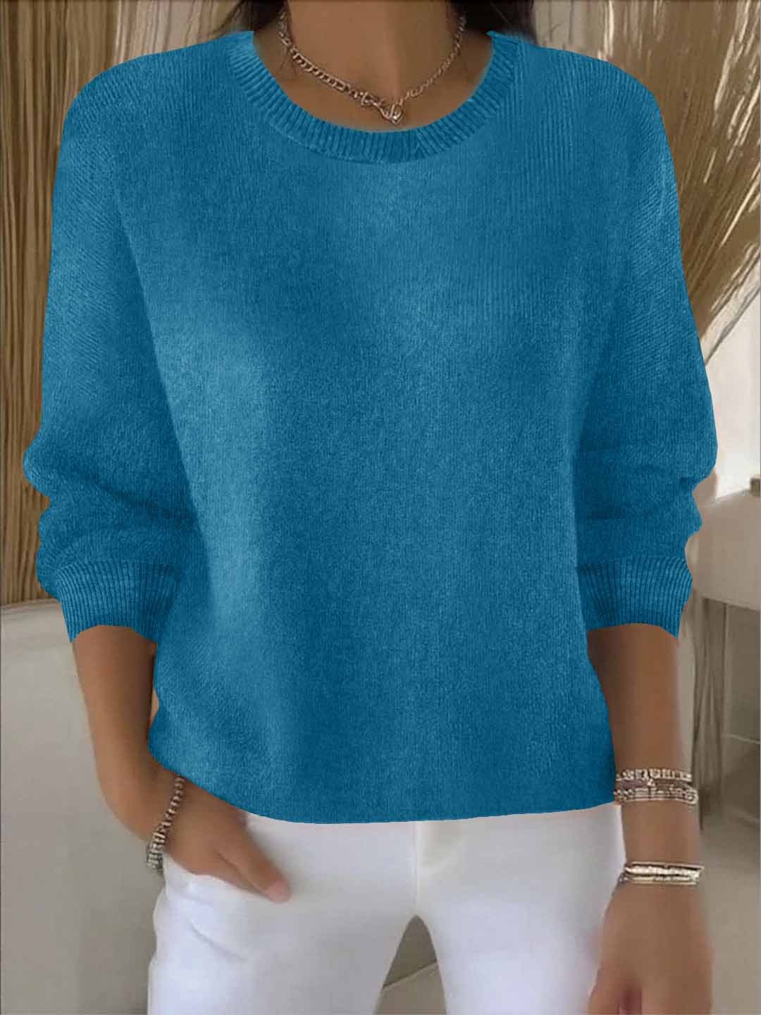 Renata – Crew Neck Drop Shoulder Knit Sweater