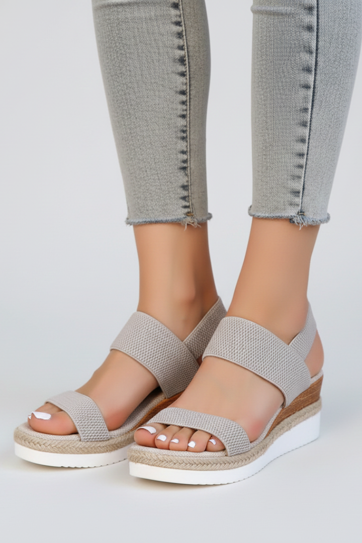 Cecilia – Stretch Knit Double Strap Flat Sandals