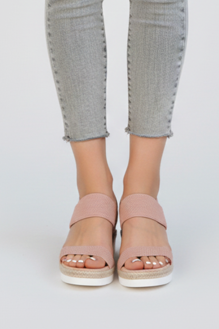 Cecilia – Stretch Knit Double Strap Flat Sandals