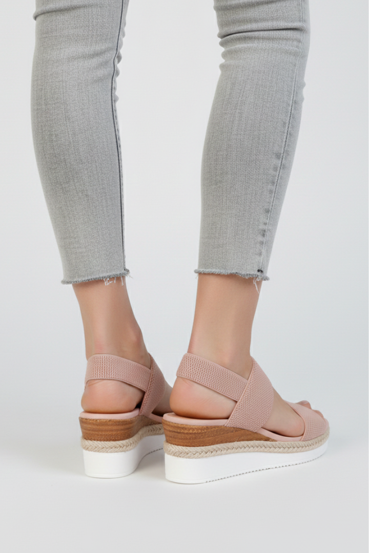 Cecilia – Stretch Knit Double Strap Flat Sandals