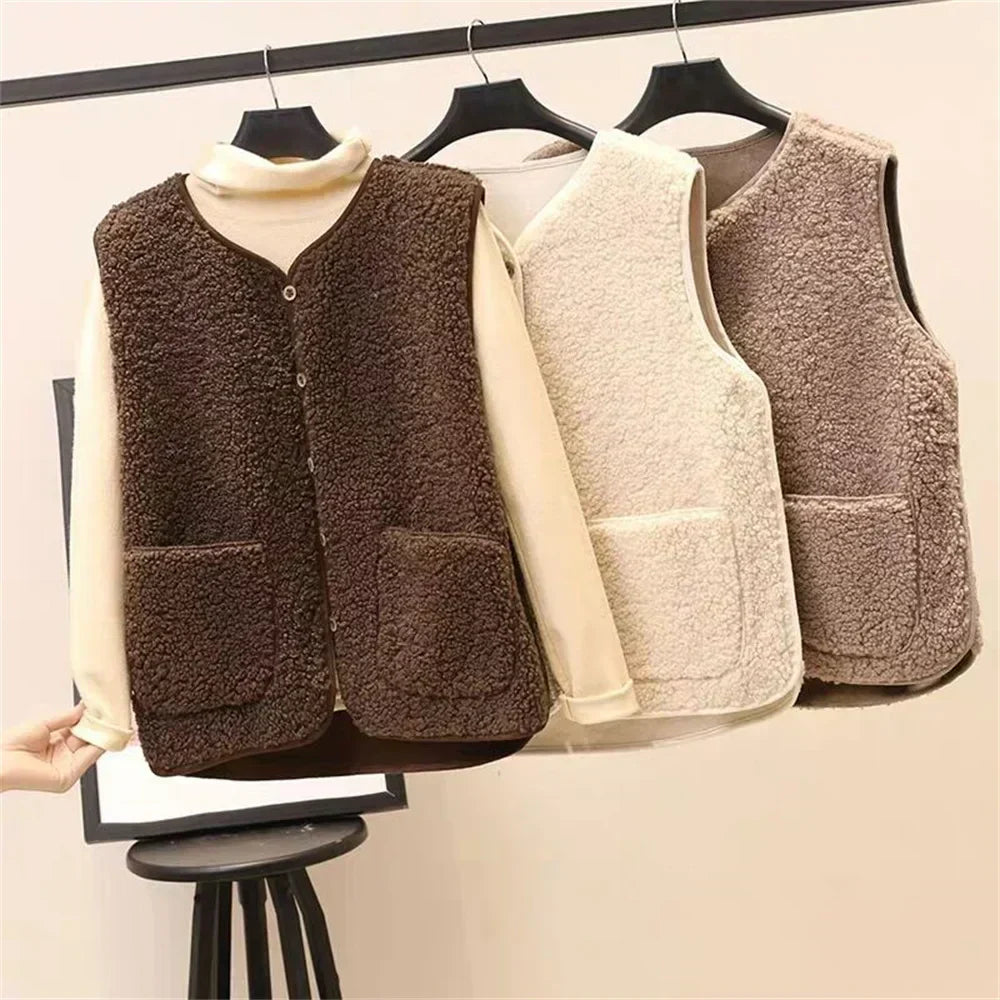 Charlotte – Sherpa Fleece Button Up Vest