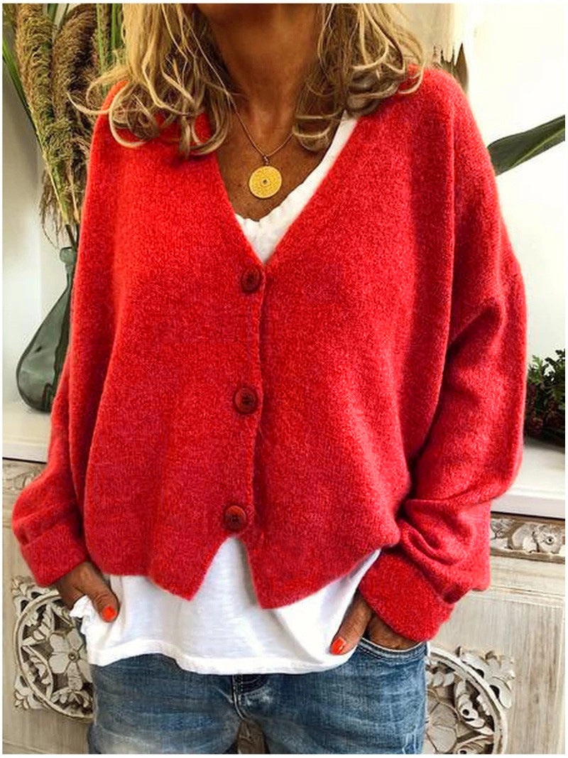 Aurora – V Neck Button Up Knit Cardigan
