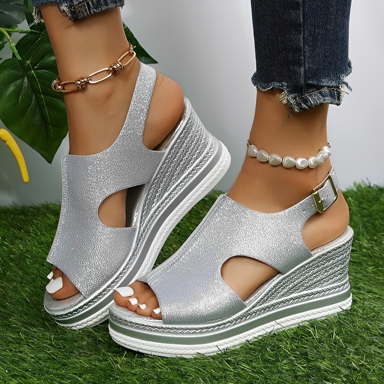 Lena – Cutout Platform Wedge Sandals