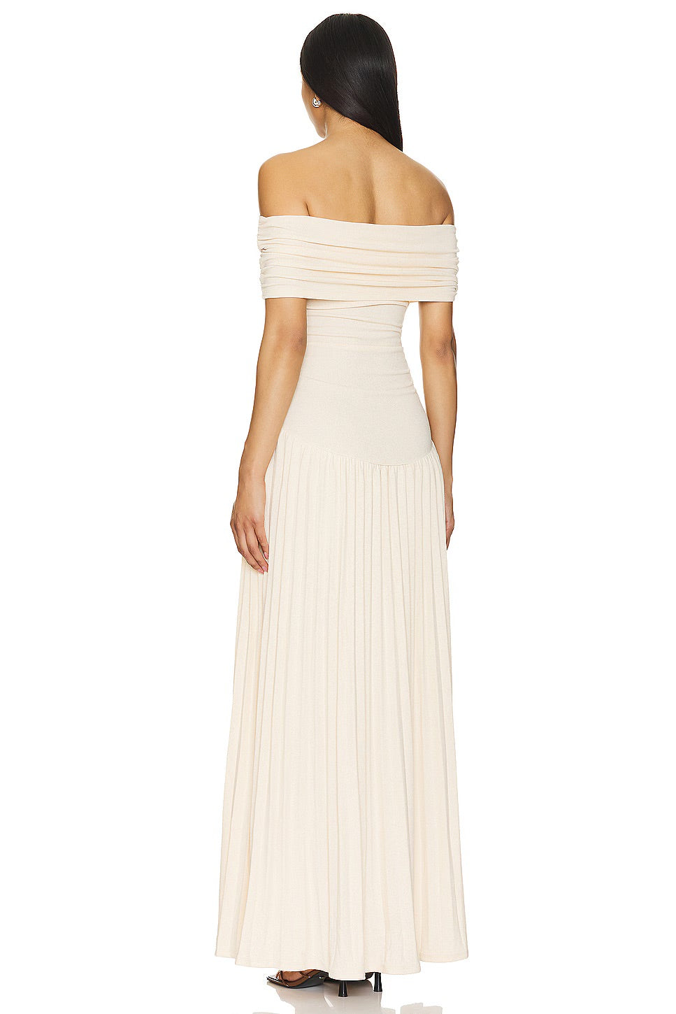 Saskia – Off Shoulder Pleated Evening Maxi Dress