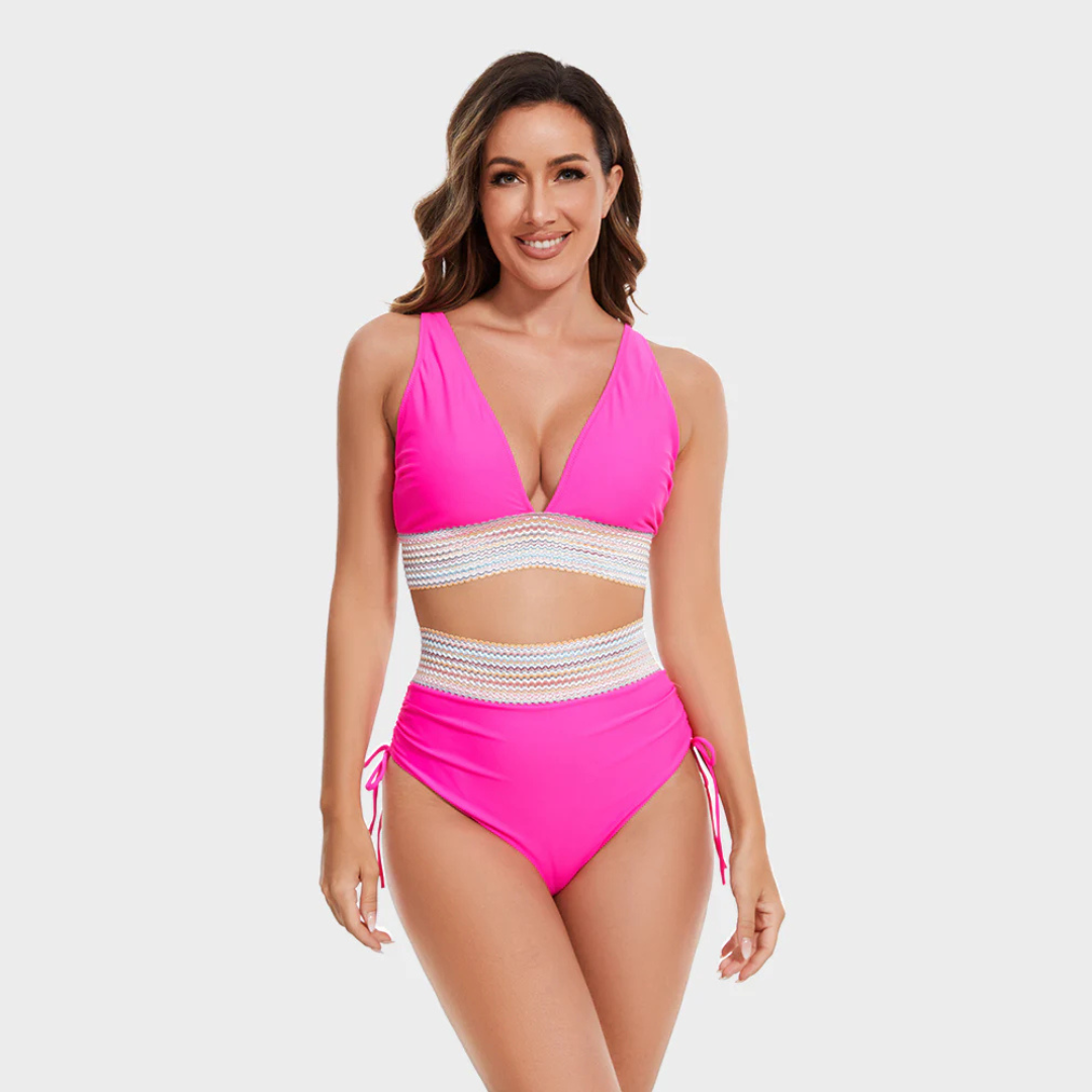 Savannah – Mesh V Neck High Waist Bikini Set
