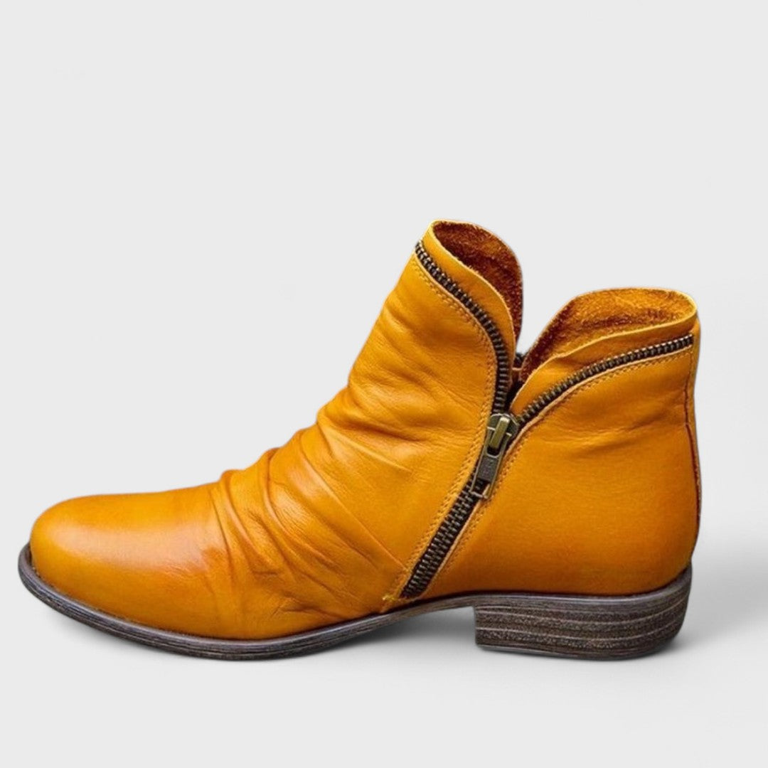 Lillian – Metallic Ruched Ankle Boots