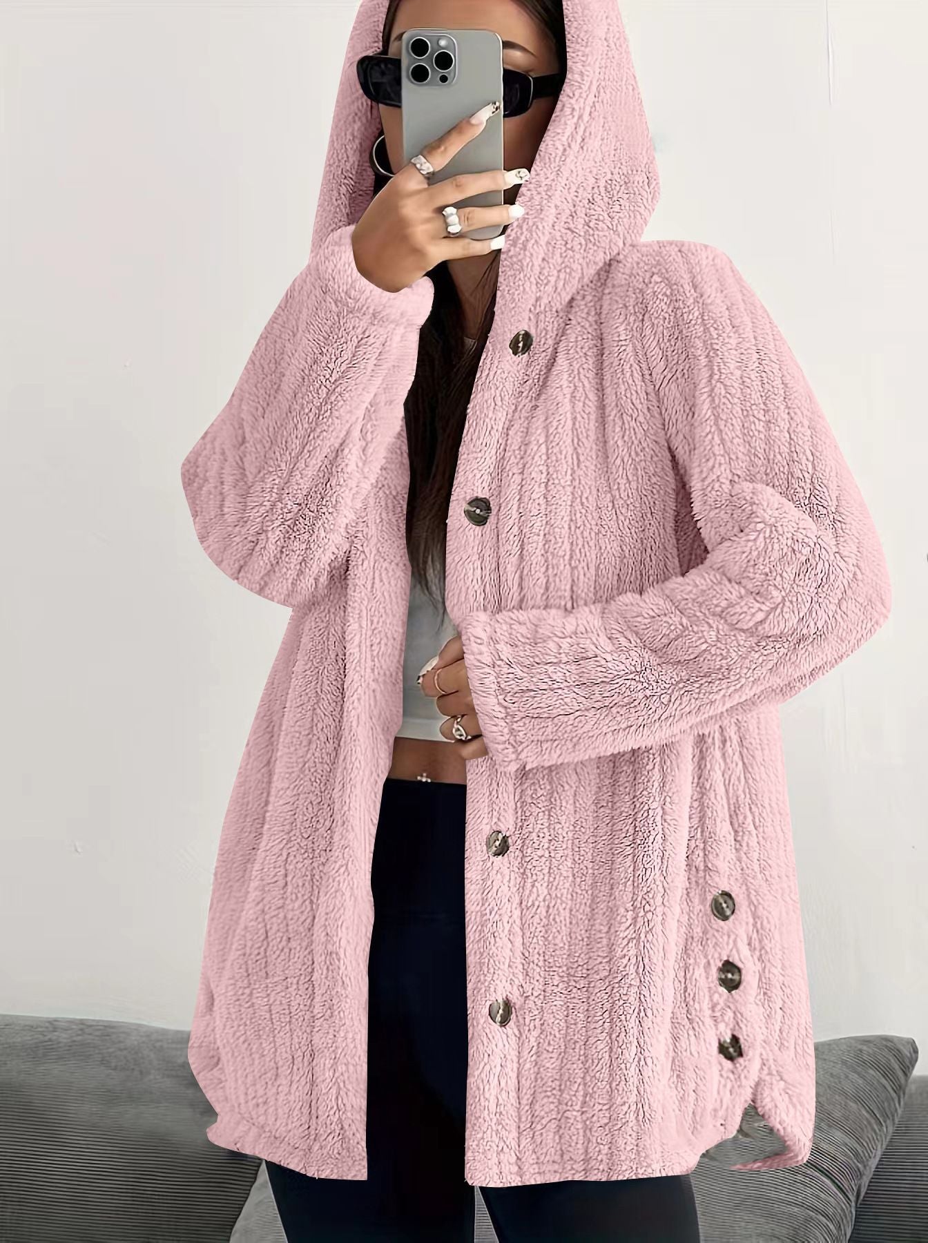 Delilah – Chunky Cable Knit Button Up Cardigan