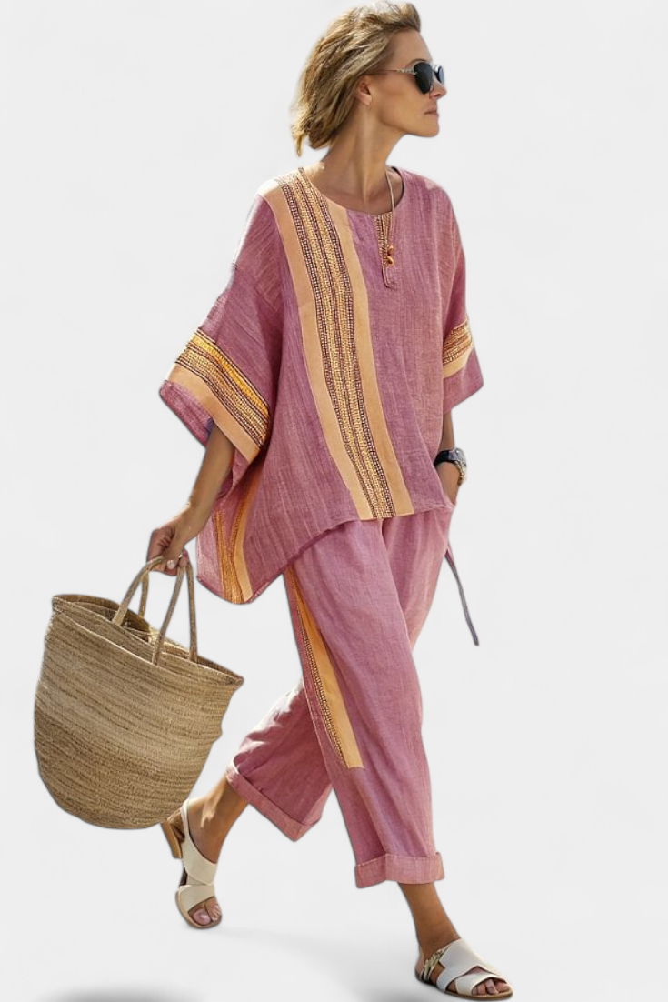 Stella – Striped Oversized Top and Tapered Pants Set
