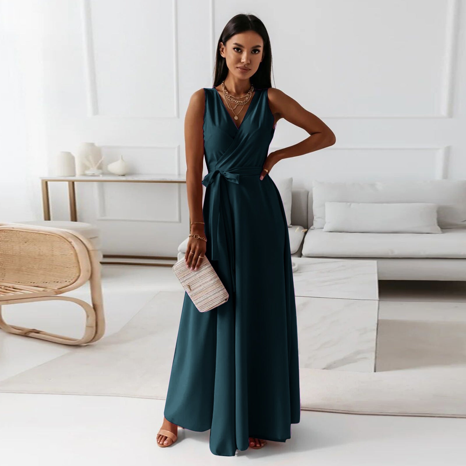 Lyric – V Neck Wrap Wedding Guest Maxi Dress