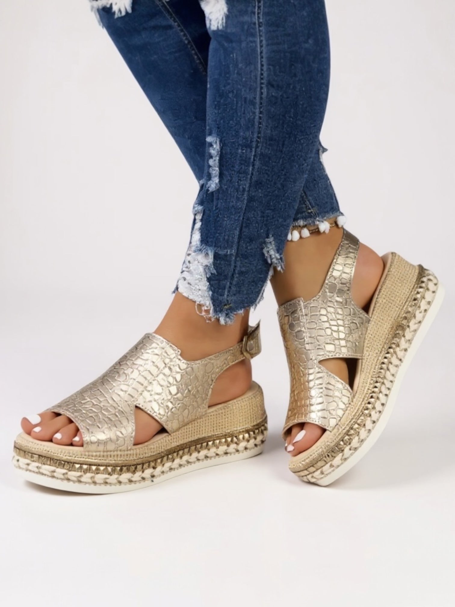 Iris – Crisscross Espadrille Platform Wedge Sandals