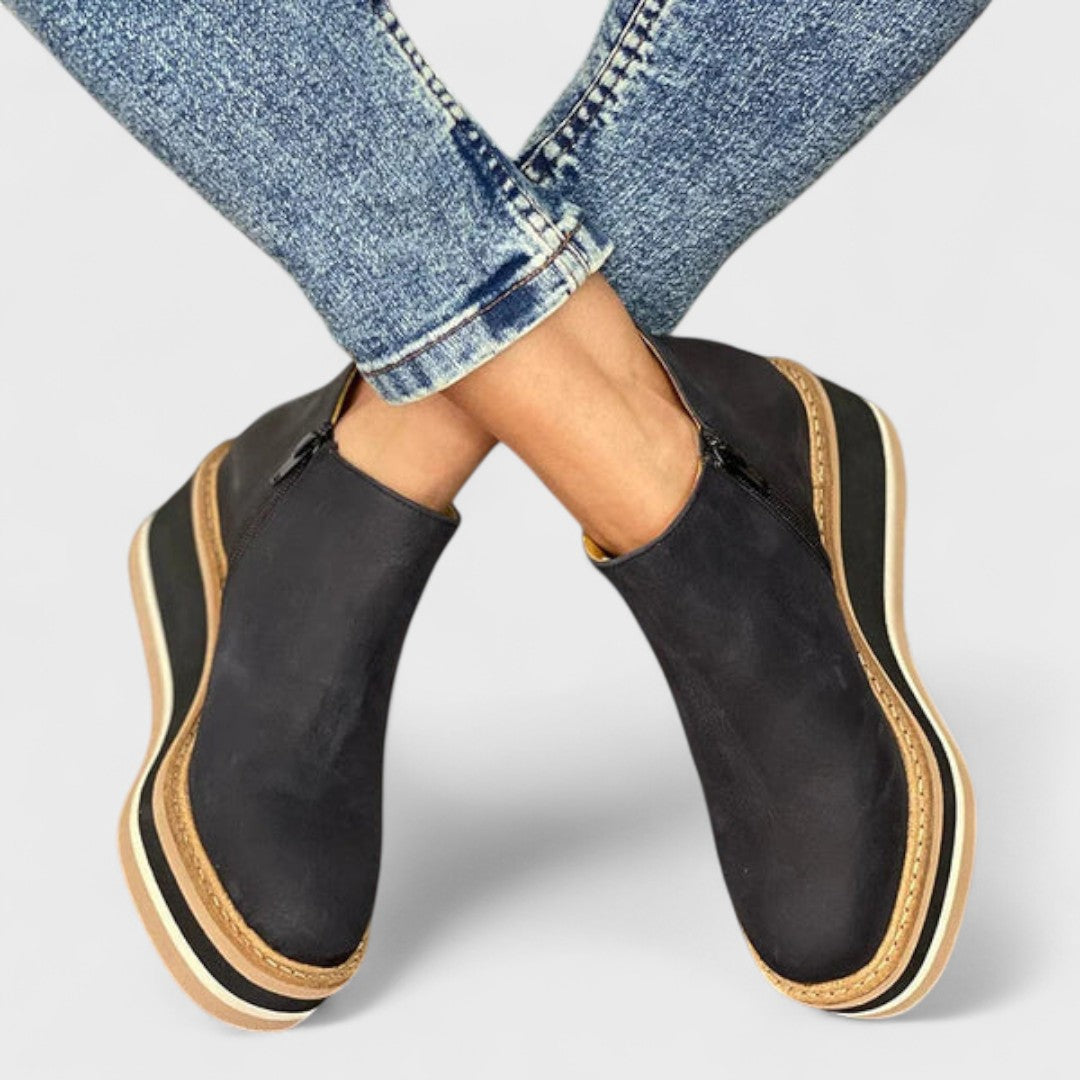 Clara – Suede Wedge Ankle Boots