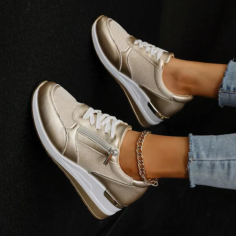 Della – Metallic Hidden Wedge Platform Sneakers