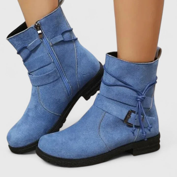 Natalie – Suede Fold Over Ankle Boots