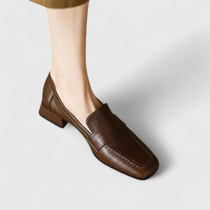 Daisy – Faux Leather Block Heel Loafers