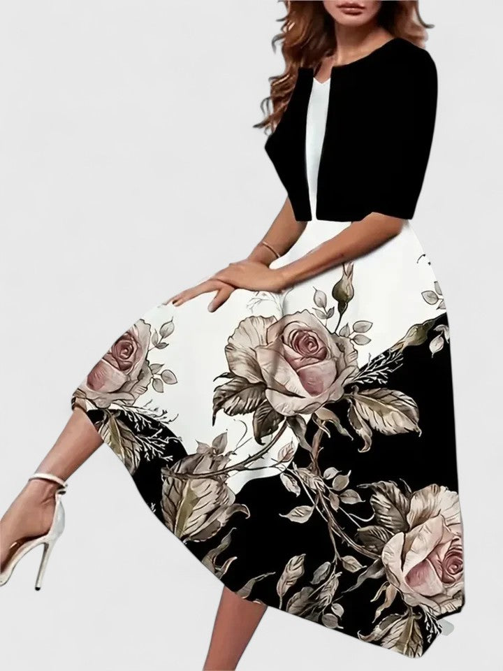 Esther – Floral Midi Dress And Jacket Set