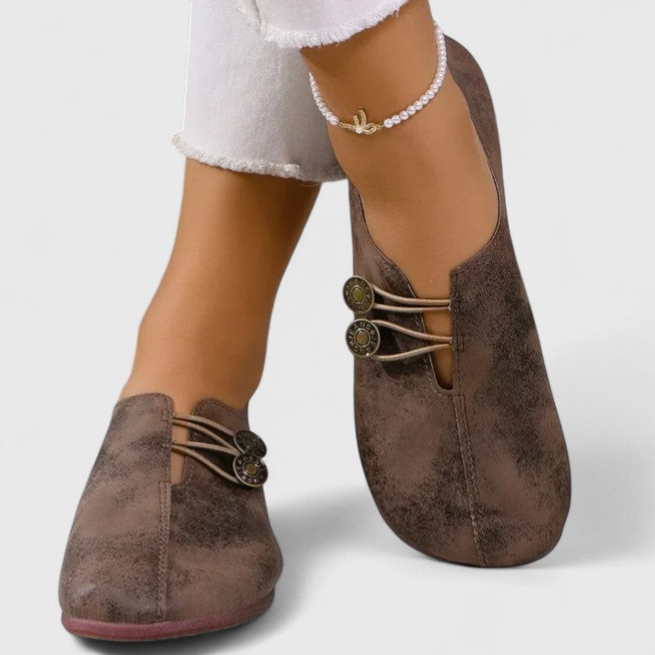 Layla – Faux Leather Round Toe Slip On Flats