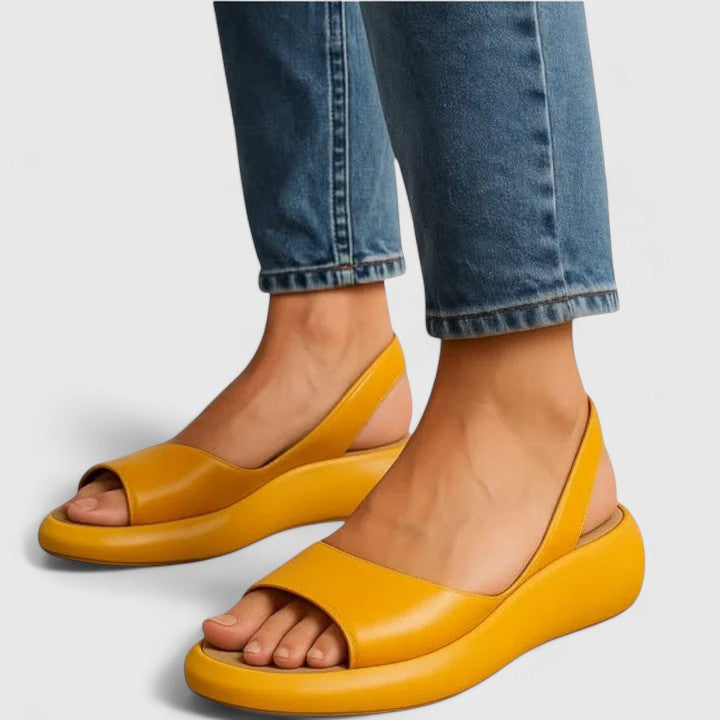 Eloise – Cross Strap Low Wedge Slide Sandals