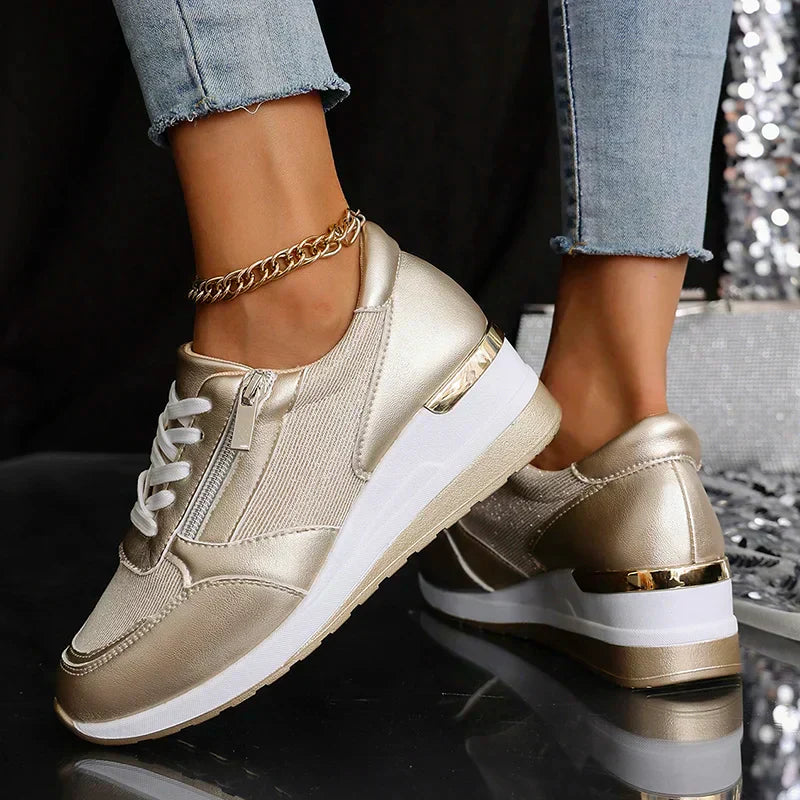 Della – Metallic Hidden Wedge Platform Sneakers