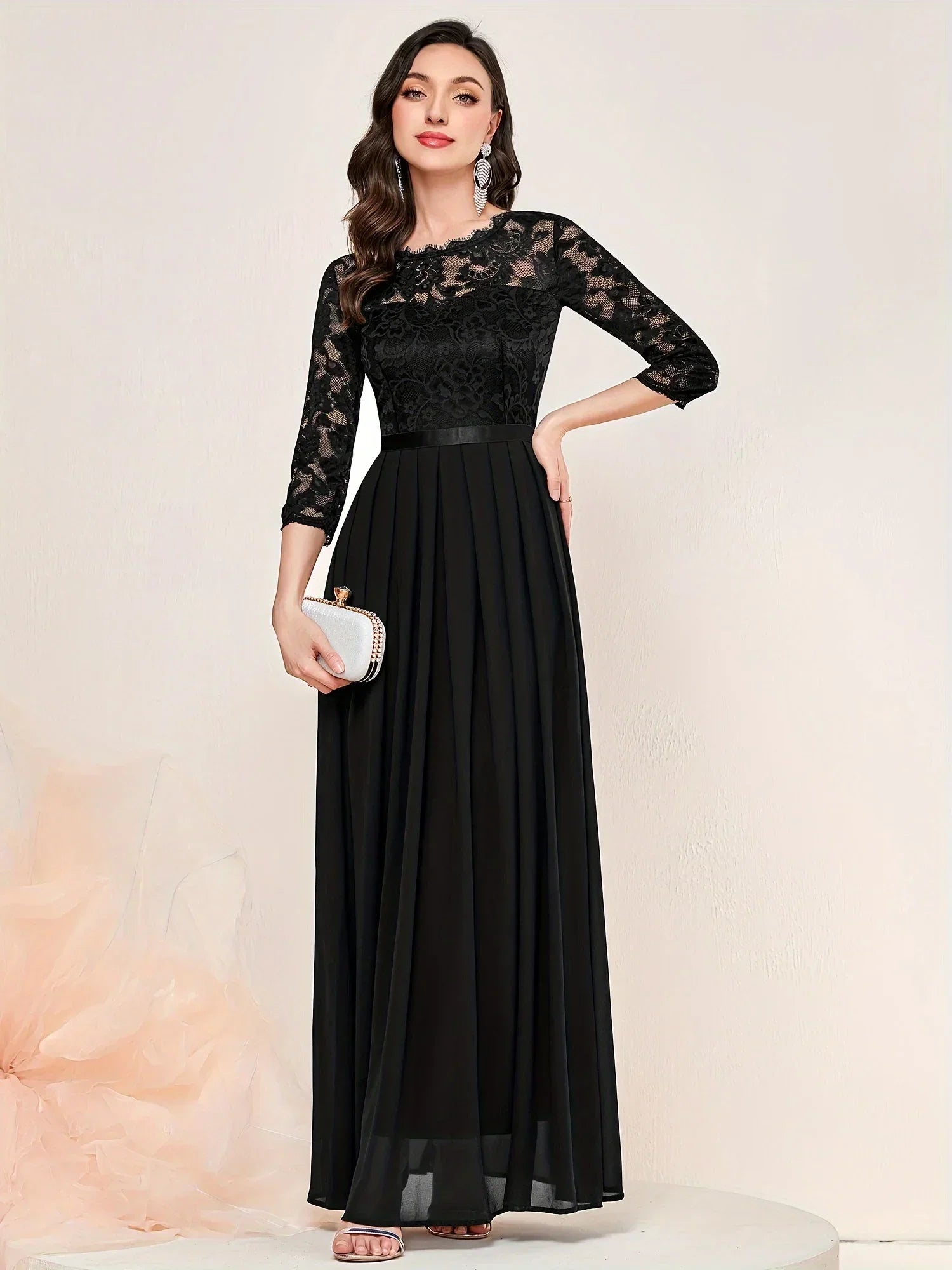 Harmony – Lace Chiffon Formal Maxi Dress