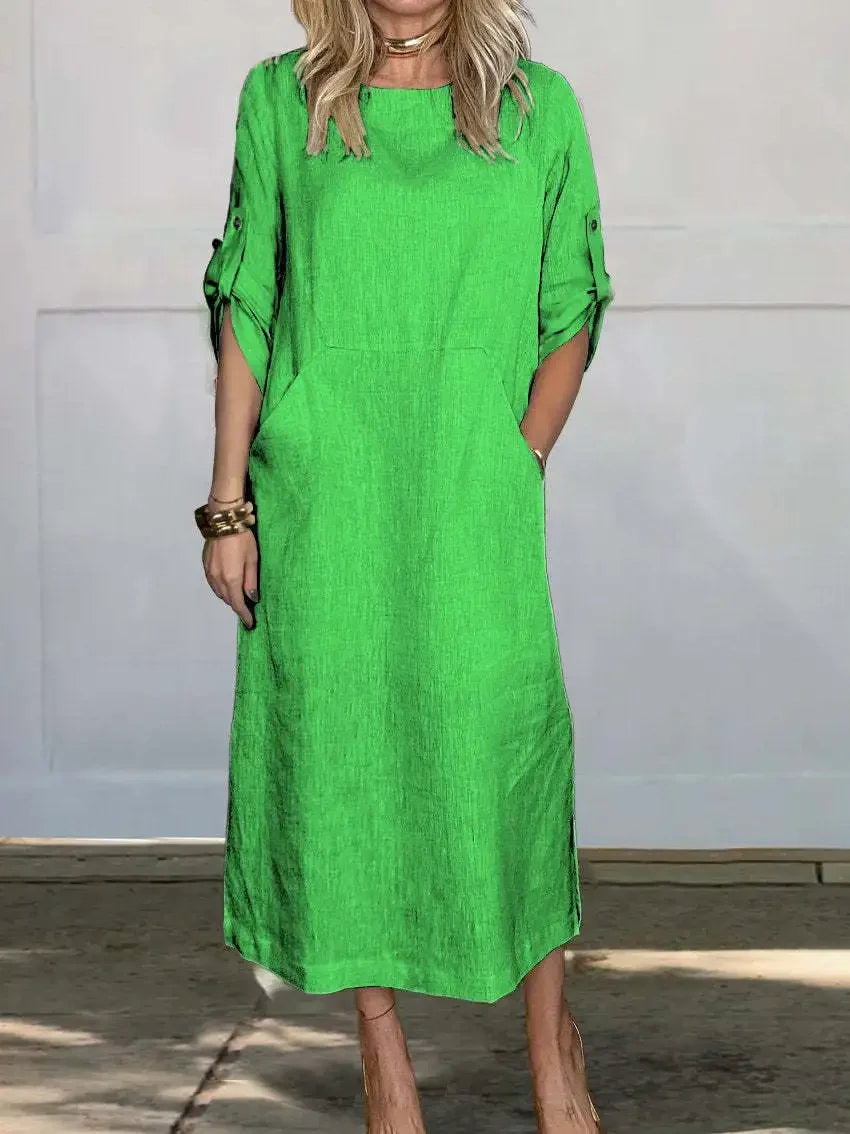 Violet – Crew Neck A Line Maxi Dress