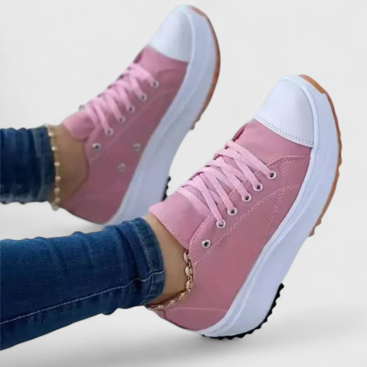 Rosalie – Contrast Stitch Canvas Platform Sneakers