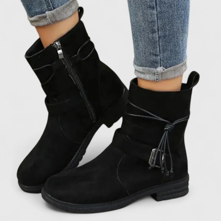 Natalie – Suede Fold Over Ankle Boots