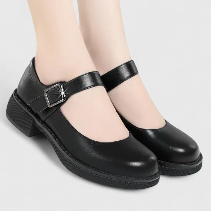 Harper – Leather Block Heel Mary Jane Shoes