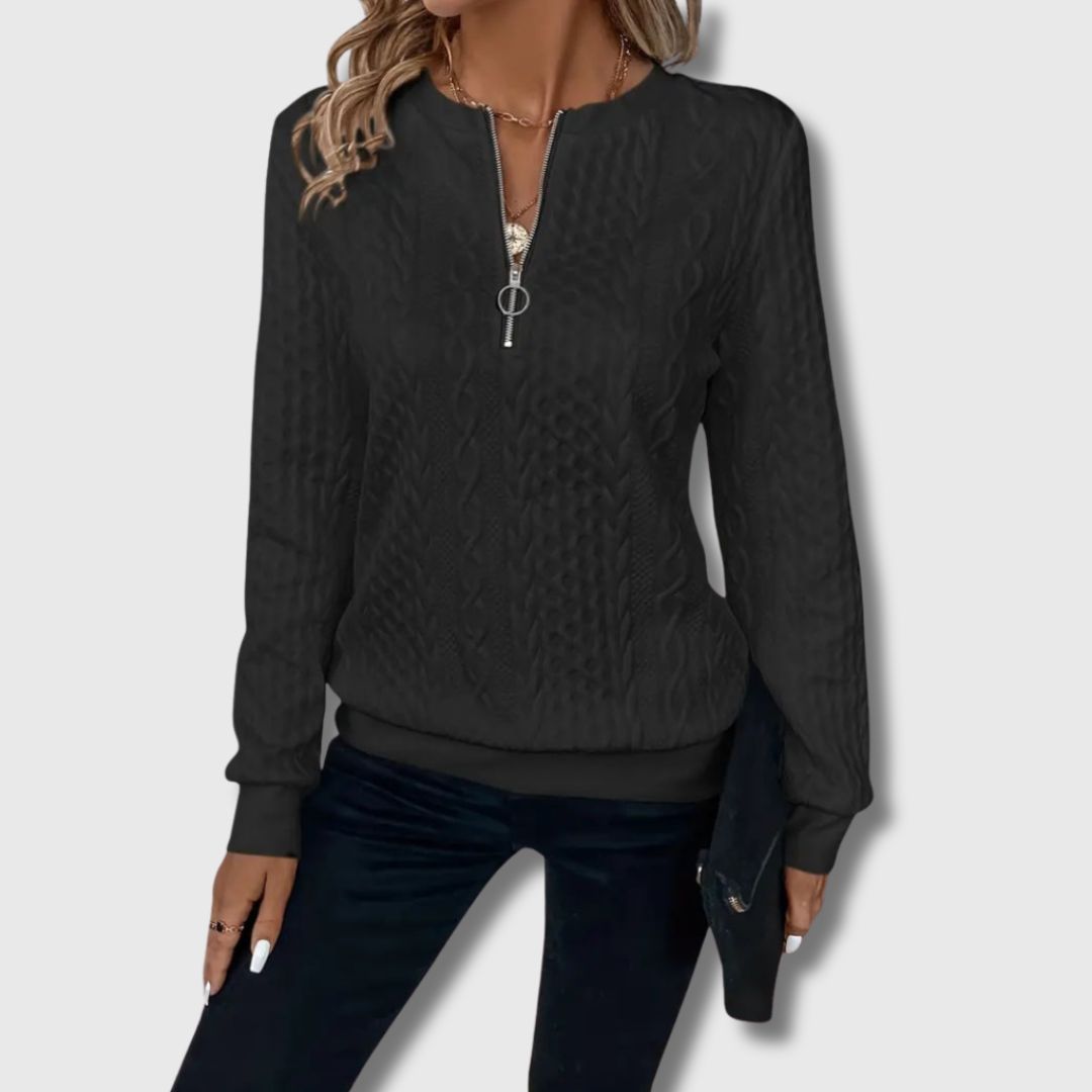 Josie – Cable Knit Quarter Zip Sweater