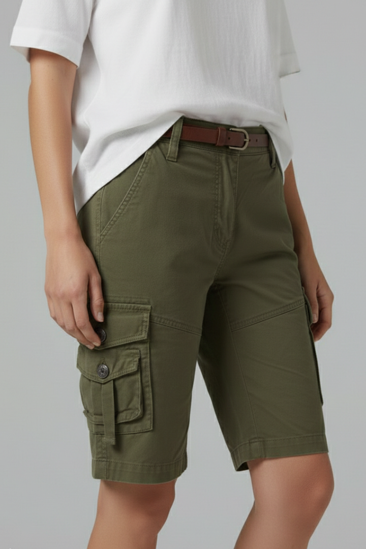 Peyton – High Waist Bermuda Cargo Shorts