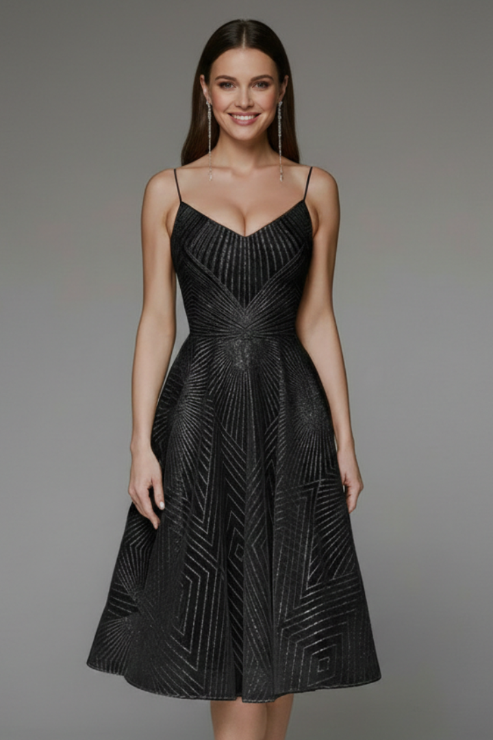 Matilda – Geometric Jacquard Fit and Flare Cocktail Dress