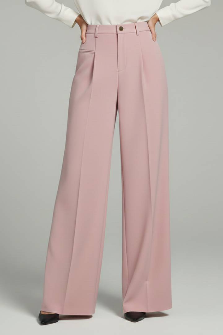 Emily – Pleated High Waist Straight Leg Pants