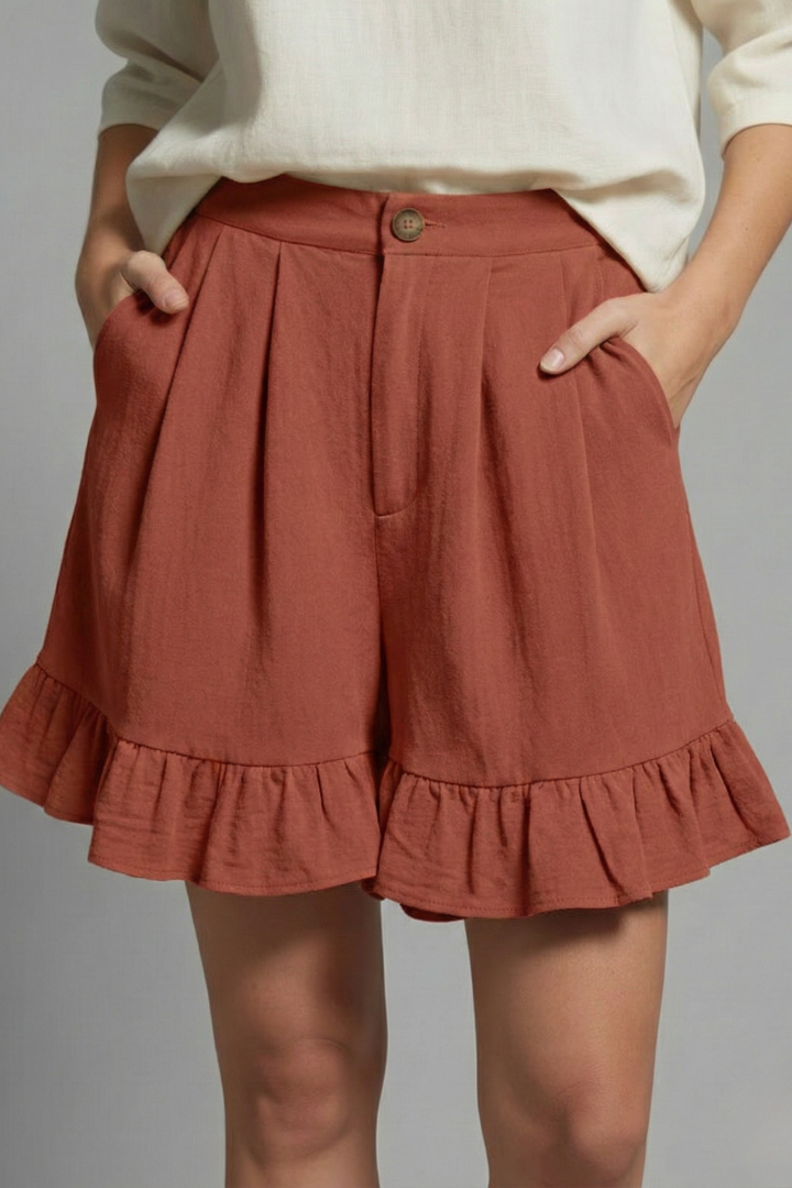 Camille – High Waist Ruffle Hem Shorts