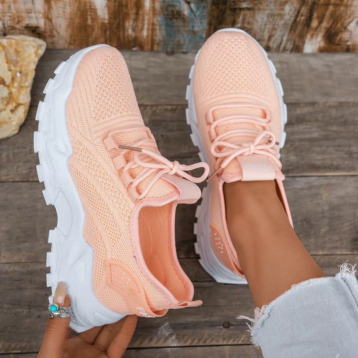Hadley – Mesh Lace Up Chunky Sole Walking Sneakers