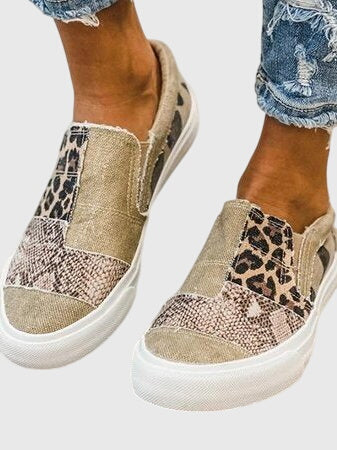 Harriet – Leopard Print Canvas Slip On Sneakers