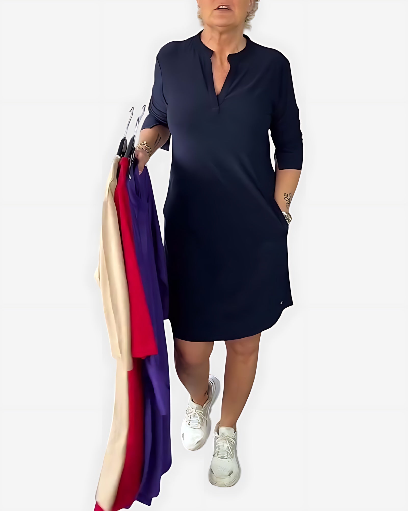 Aaliyah – Collared V Neck Shift Dress