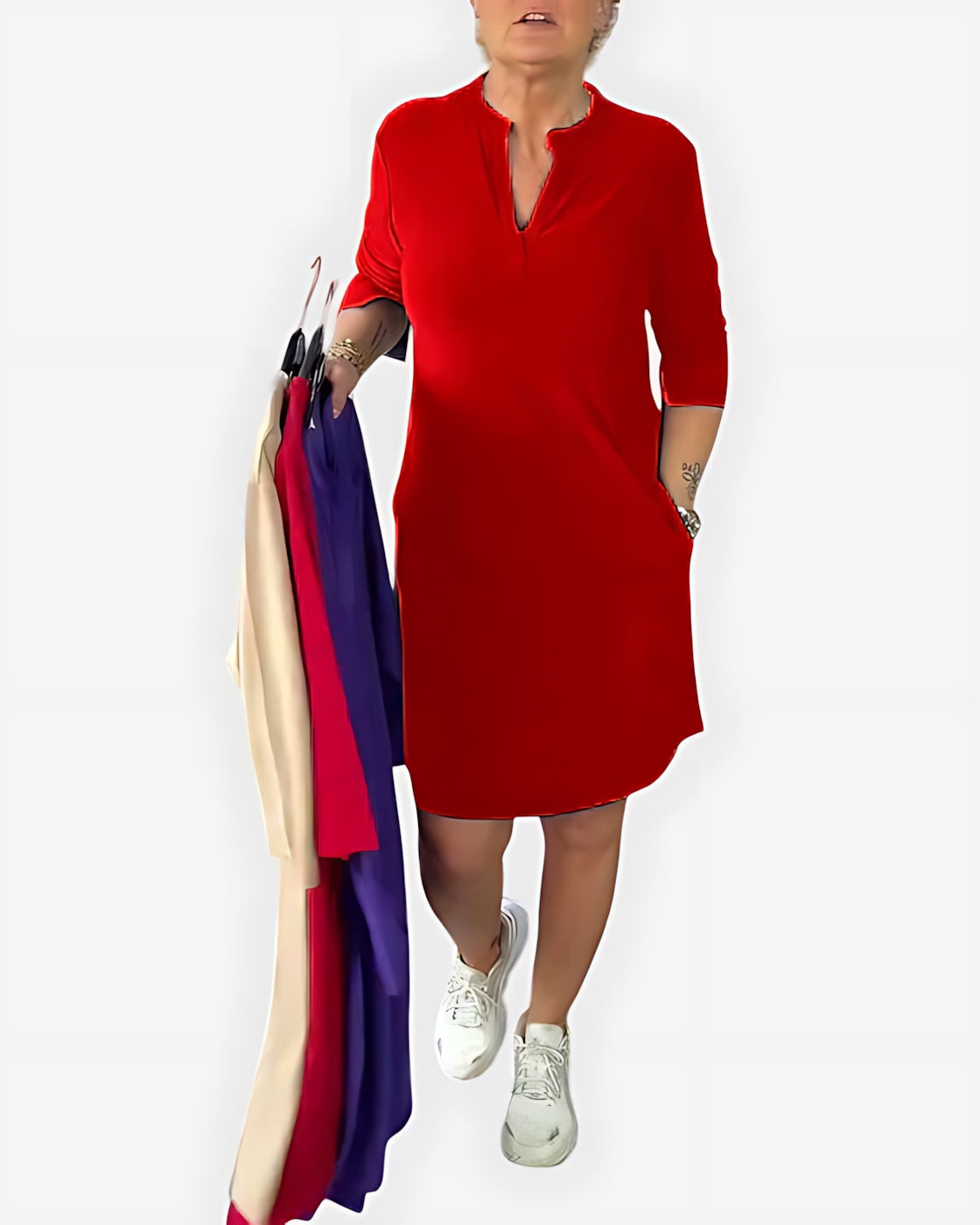 Aaliyah – Collared V Neck Shift Dress