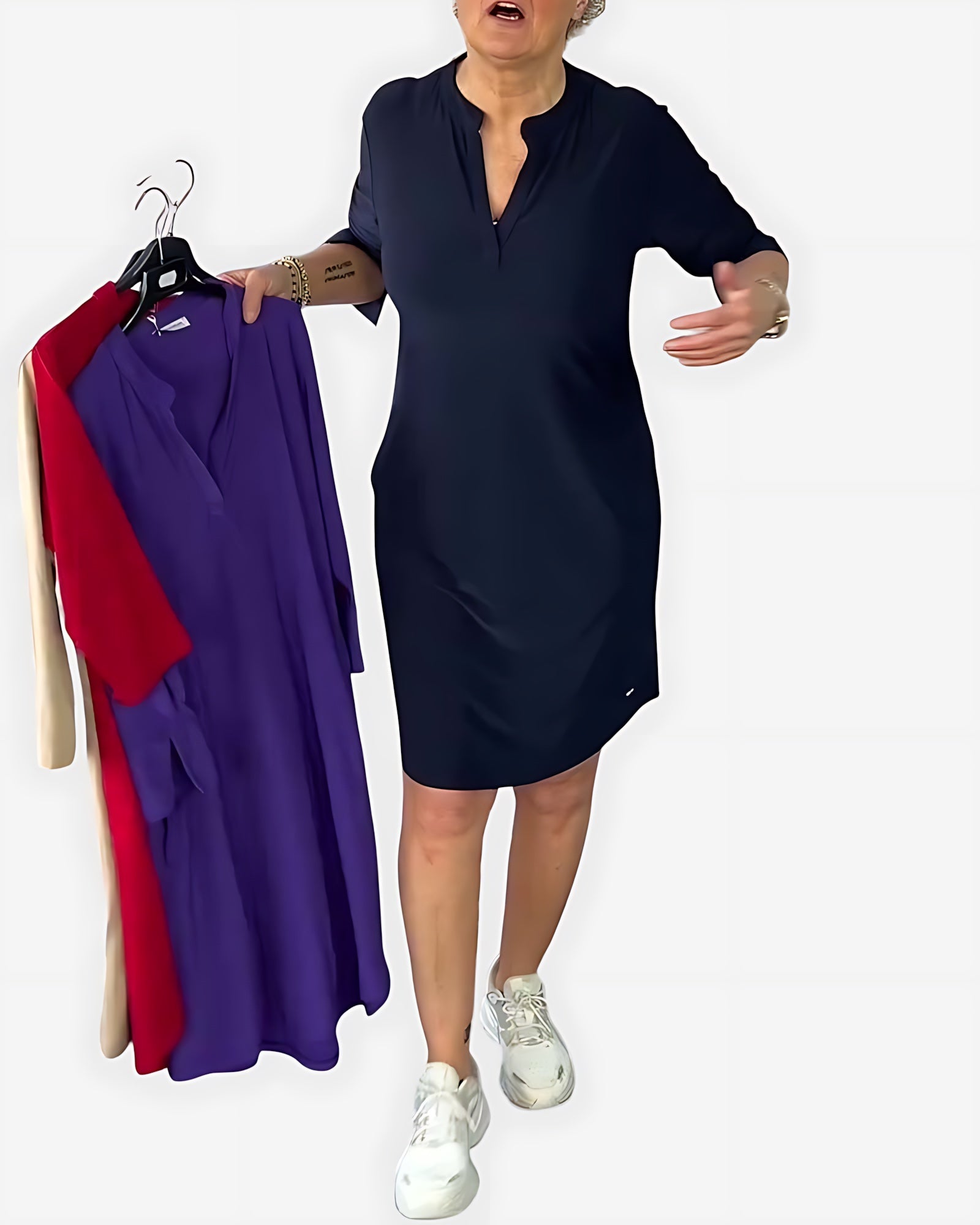 Aaliyah – Collared V Neck Shift Dress