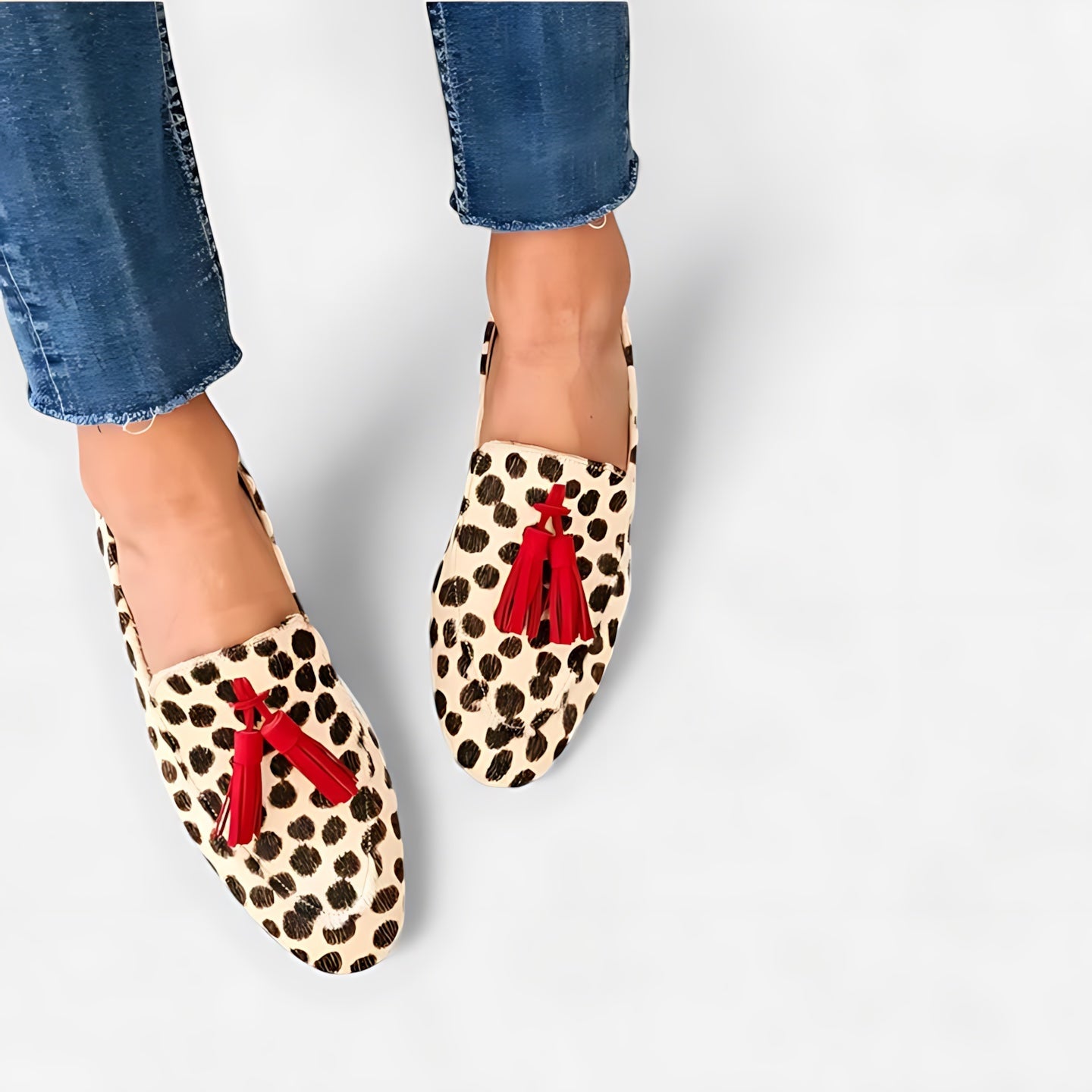Aaliyah – Leopard Print Tassel Flat Mules