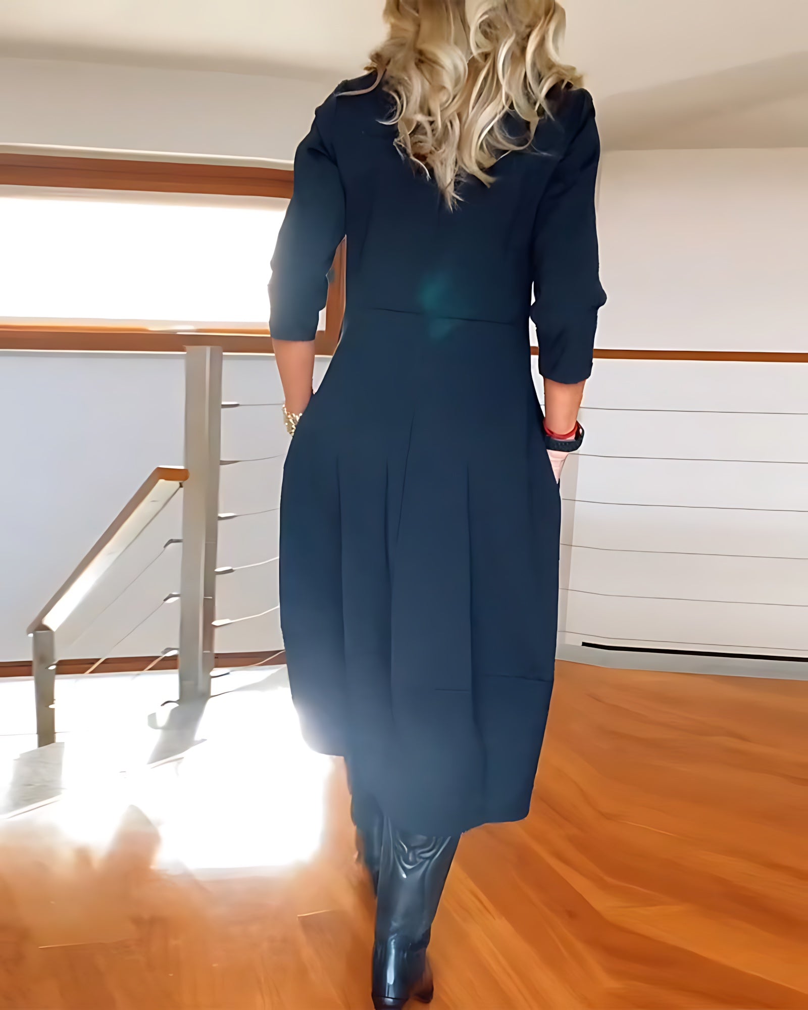 Aaliyah – Scoop Neck Long Sleeve Cocoon Maxi Dress