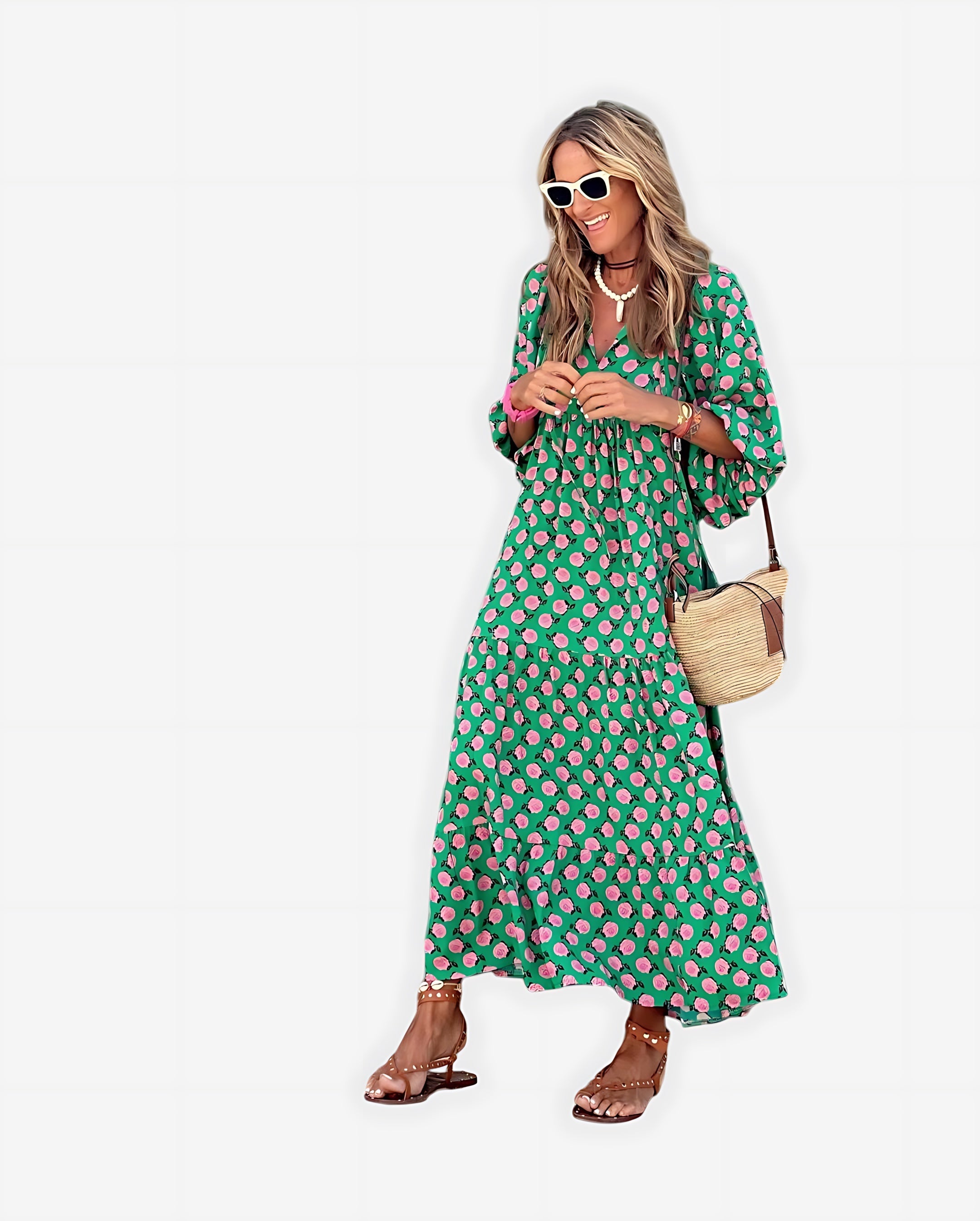 Abigail – Floral Print Oversized Boho Maxi Dress
