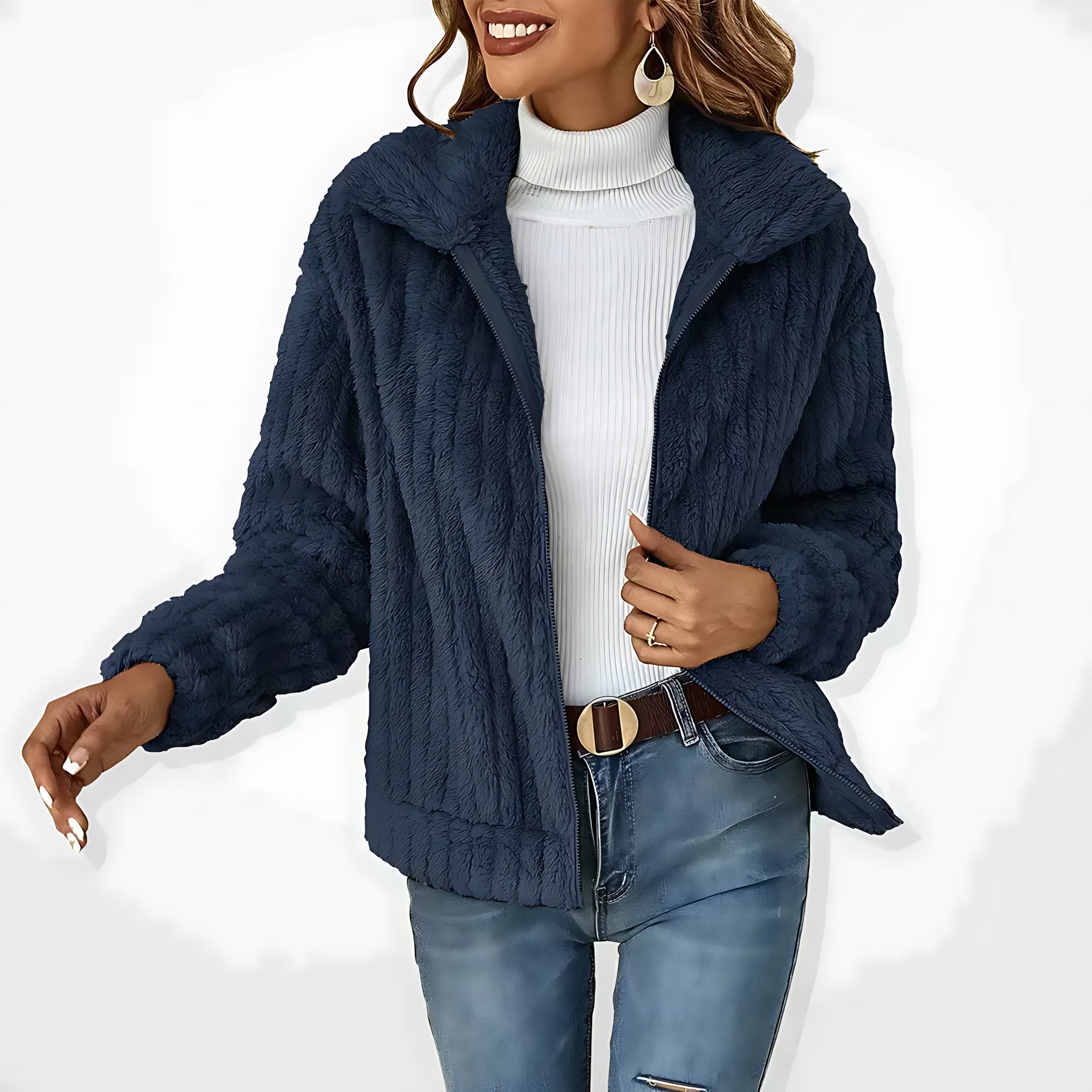 Abigail – Plush Teddy Zip Up Jacket